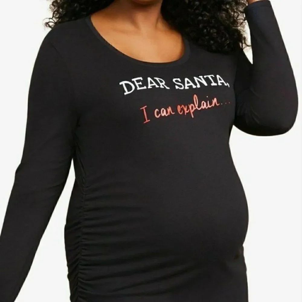 Motherhood Maternity Dear Santa I Can Explain Black T-shirt Plus Size 2XL NWT